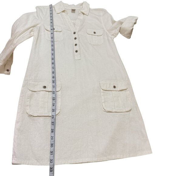 Old Navy Womens White Linen Blend 3/4 Sleeve Button Front Mini Shirt Dress XS - Picture 7 of 9